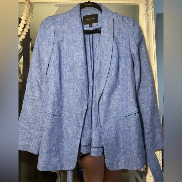 Banana Republic Blue Blazer Jacket - with wrap tie waist - Picture 3 of 5